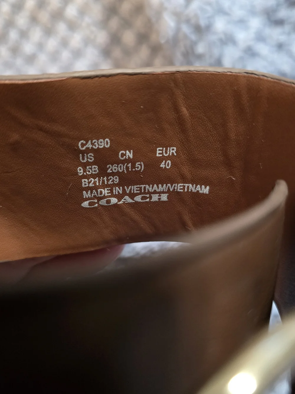 Coach Brown Canvas & Leather Slide Sandals with Gold Ring Accent - Picture 6 of 6